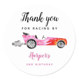 Race Car Girl Birthday Party   Classic Round Sticker
