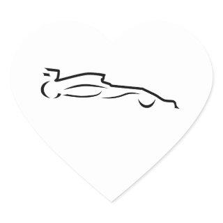 Race Car Line Drawing Silhouette Heart Sticker