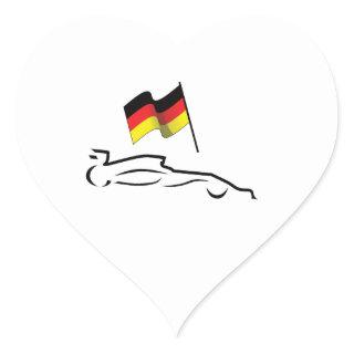 Race Car Line Drawing with German Flag Heart Sticker
