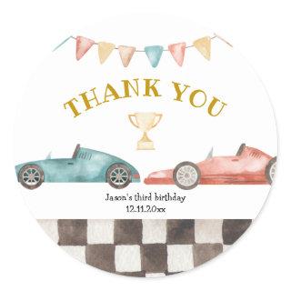 Racing Car Birthday Thank You Sticker