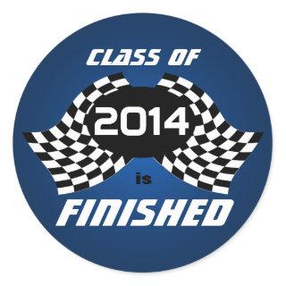 Racing Flags Graduation Finish Blue Classic Round Sticker