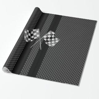 Racing Flags on Stripes Carbon Fiber Like Style