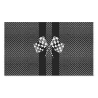 Racing Flags Stripes in Carbon Fiber Style Decor Rectangular Sticker