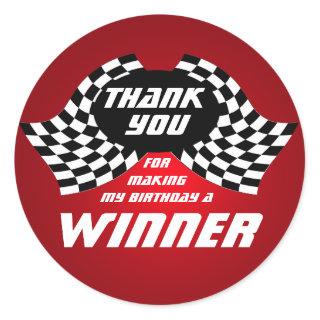 Racing Flags Thank You Red Classic Round Sticker