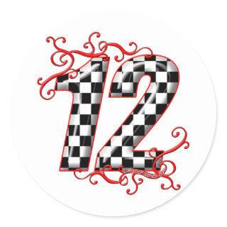 racing number 12 classic round sticker