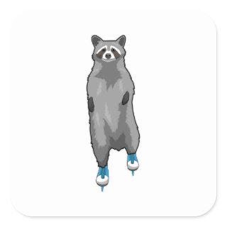 Racoon at Ice skating with Ice skates Square Sticker