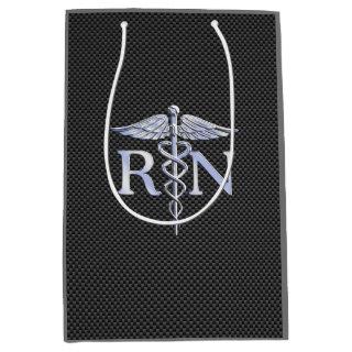 Racy Registered Nurse RN Silver Caduceus Snakes Medium Gift Bag