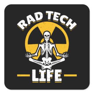 Rad Tech Yoga Skeleton Xray Radiology Square Sticker