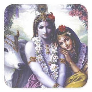 Radha and Krishna Square Sticker