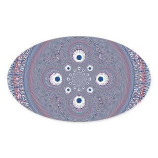Radial Design Art Print Oval Sticker