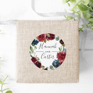 Radiant Bloom | Botanical Wreath Wedding Classic Round Sticker
