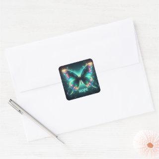 Radiant Multicolored Butterfly Portraying Hope Square Sticker