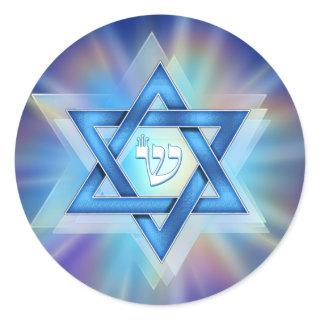 Radiant Star of David Classic Round Sticker