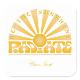 RADIATE Be the Sunshine Vintage Retro Gold Square Sticker