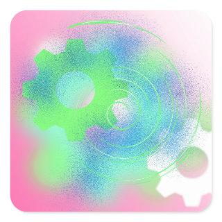 Radical Cog Abstract Square Sticker