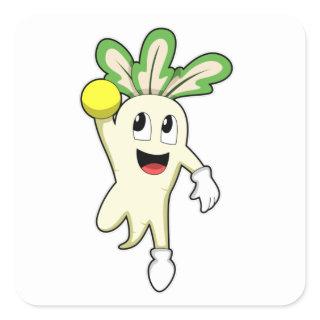 Radish at Handball player with Handball Square Sticker