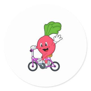 Radish with Bicycle Classic Round Sticker