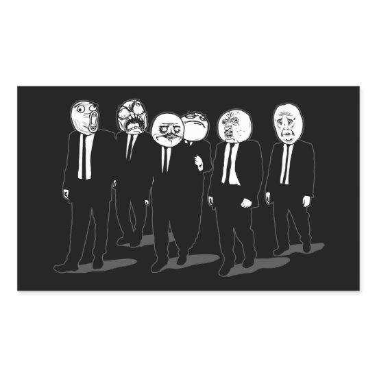 Rage Comic Meme Faces Walking. Me Gusta. Rectangular Sticker