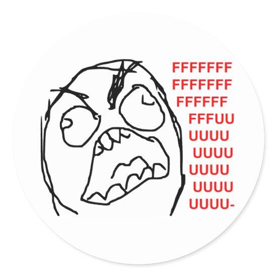 Rage Guy Angry Fuu Fuuu Rage Face Meme Classic Round Sticker
