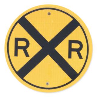 Railroad Crossing Sign Classic Round Sticker