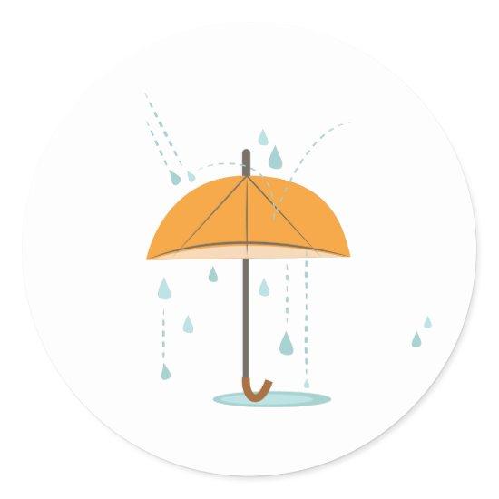 Rain Umbrella Classic Round Sticker