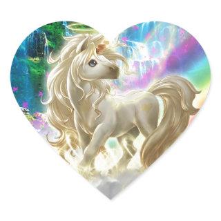 Rainbow And Unicorn Heart Sticker