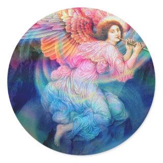 Rainbow Angel Classic Round Sticker