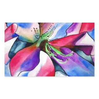 Rainbow Azalea flower original watercolor painting Rectangular Sticker
