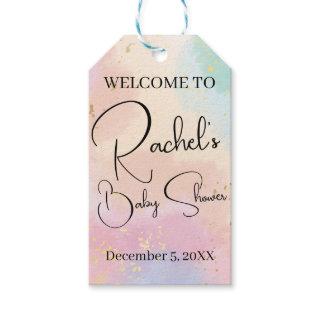Rainbow Baby Shower Colorful Watercolor Custom Gift Tags