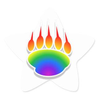 Rainbow Bear Paw Print Star Sticker
