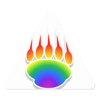 Rainbow Bear Paw Print Triangle Sticker