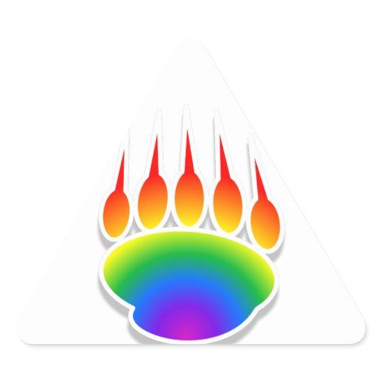 Rainbow Bear Paw Print Triangle Sticker