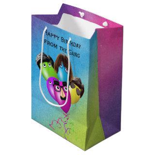 Rainbow Birthday Balloons Characters  Medium Gift Bag