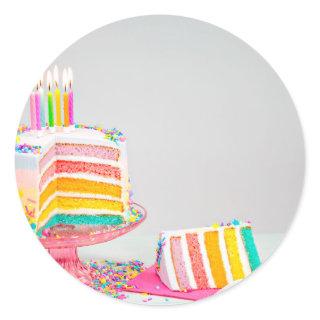 rainbow Birthday Cake Classic Round Sticker