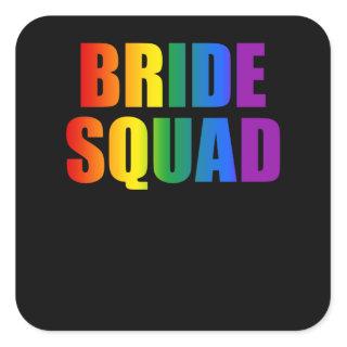 Rainbow Bride Squad Lesbian LGBT Wedding Square Sticker