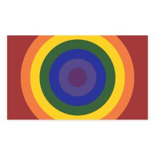 Rainbow Bullseye Rectangular Sticker