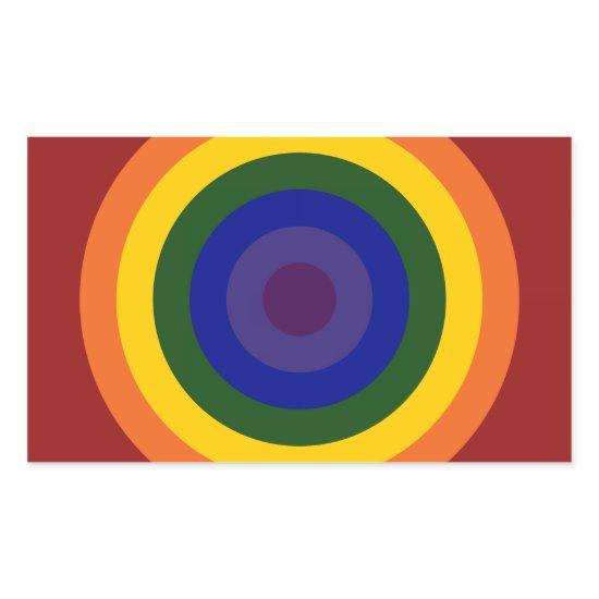 Rainbow Bullseye Rectangular Sticker