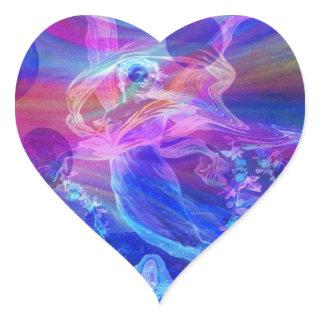 Rainbow, Butterfly, Angel Heart Sticker