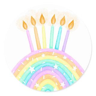 Rainbow Cake Birthday Party Classic Round Sticker