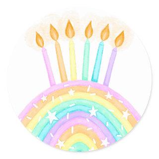 Rainbow Cake Birthday Party Classic Round Sticker