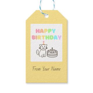 Rainbow Cat & Happy Birthday Gift Tags
