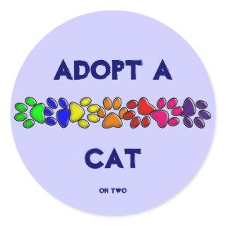 rainbow cat print classic round sticker