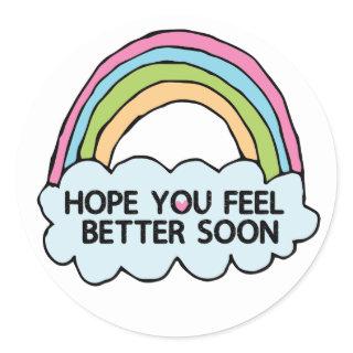 Rainbow Cloud Clip Art Sending You Well Wishes Classic Round Sticker
