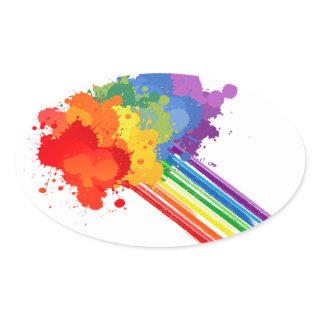 RAINBOW CLOUD -.png Oval Sticker