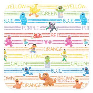 Rainbow Color Sesame Pals Pattern Square Sticker