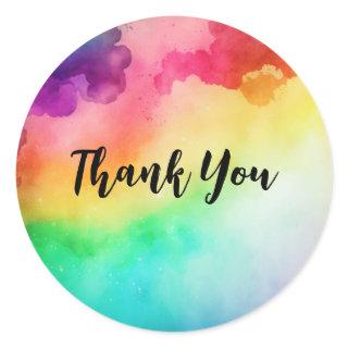 Rainbow Colors Abstract Design Thank You Classic Round Sticker