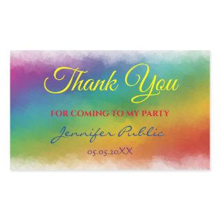 Rainbow Colors Thank You Handwritten Text Template Rectangular Sticker