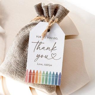 Rainbow Crayon Teacher Appreciate Gift Tag