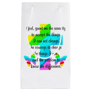 RAINBOW CROSS AND BUTTERFLY SERENITY PRAYER DESIGN SMALL GIFT BAG