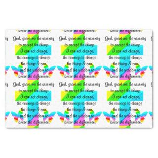 RAINBOW CROSS AND BUTTERFLY SERENITY PRAYER DESIGN TISSUE PAPER